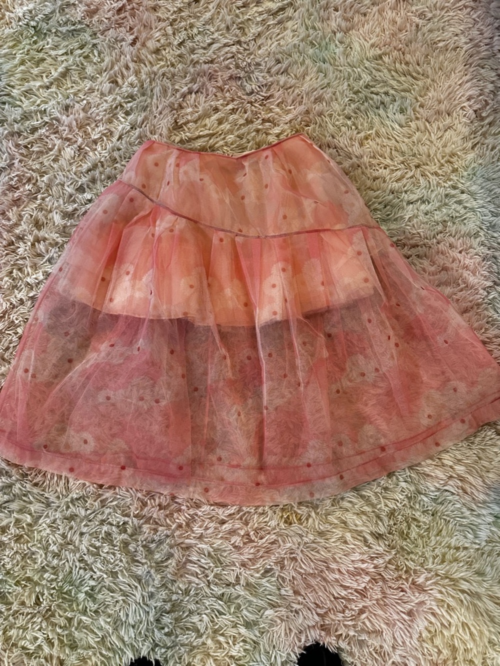 New Simone Rocha Floral Peach Tule Midi Skirt Size UK10